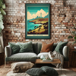 Portland Maine Lighthouse Scenic Vintage Travel Poster PosterGoat