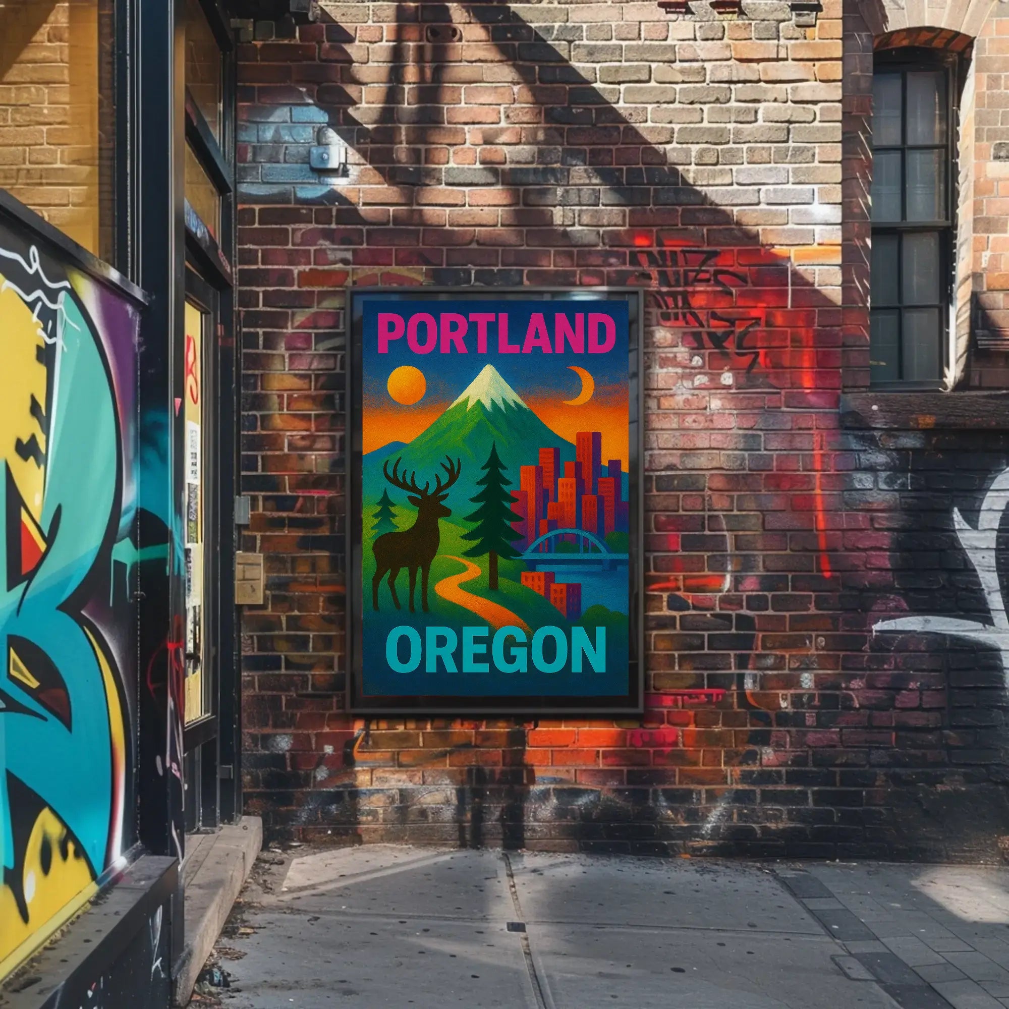 Portland Oregon Scenic Elements Travel Poster PosterGoat