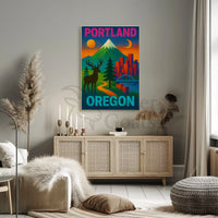 Portland Oregon Scenic Elements Travel Poster PosterGoat