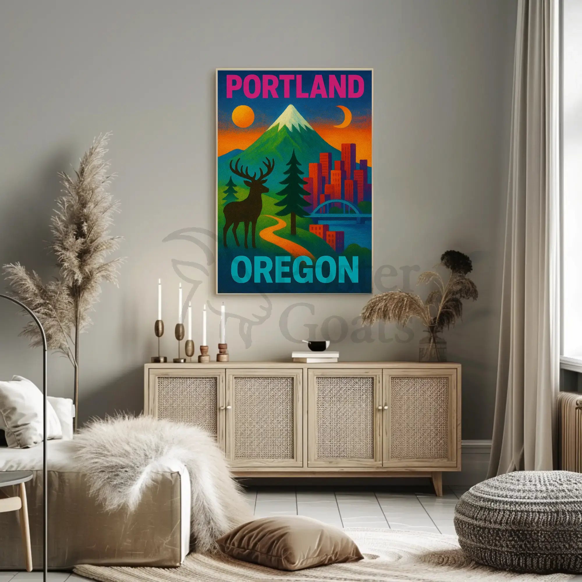 Portland Oregon Scenic Elements Travel Poster PosterGoat