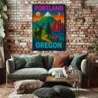 Portland Oregon Scenic Elements Travel Poster PosterGoat