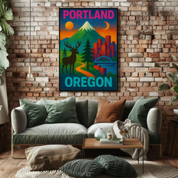 Portland Oregon Scenic Elements Travel Poster PosterGoat