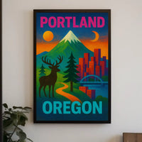 Portland Oregon Scenic Elements Travel Poster PosterGoat
