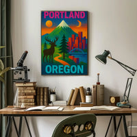 Portland Oregon Scenic Elements Travel Poster PosterGoat