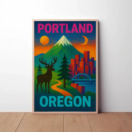 Portland Oregon Scenic Elements Travel Poster PosterGoat