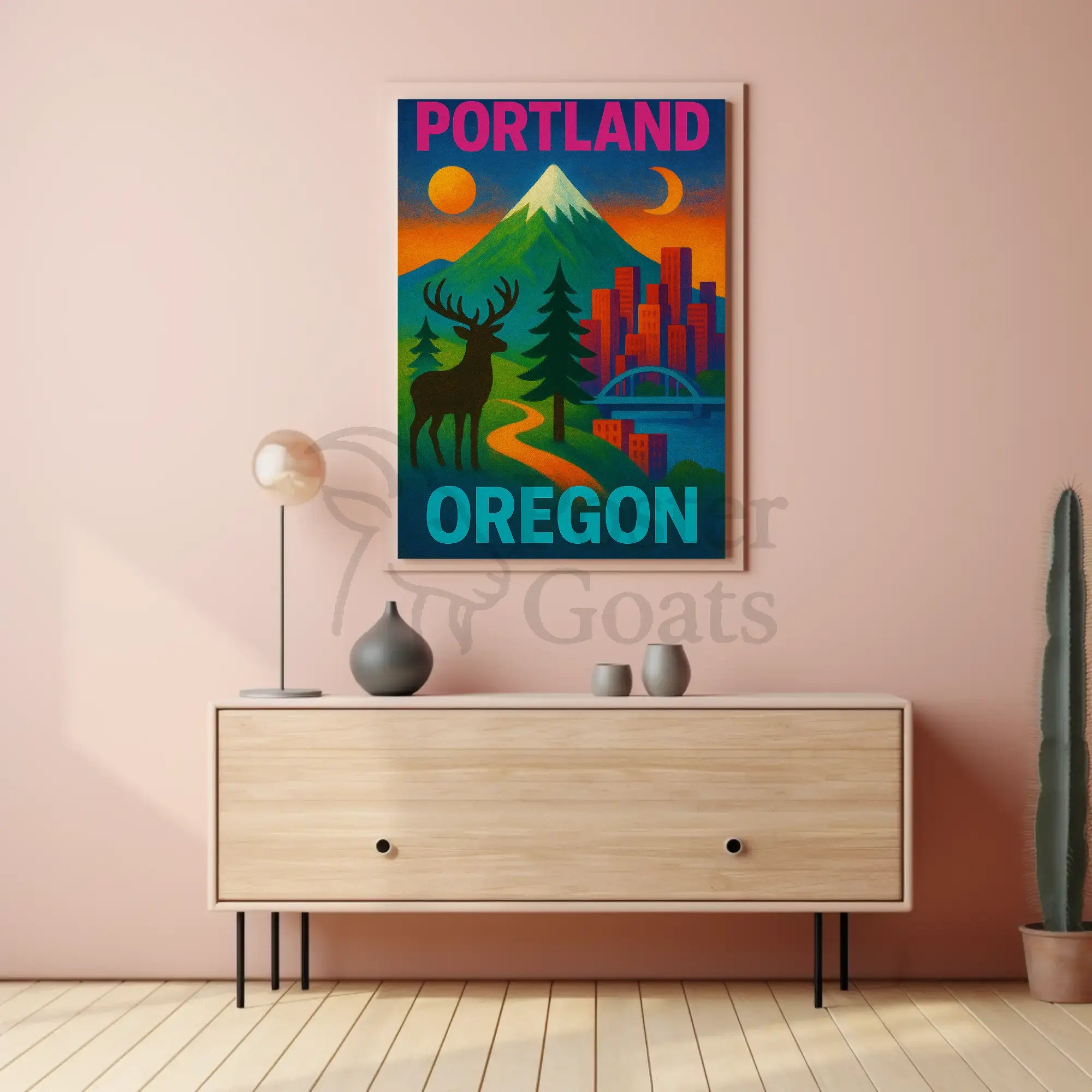 Portland Oregon Scenic Elements Travel Poster PosterGoat