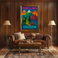 Portland Oregon Scenic Elements Travel Poster PosterGoat