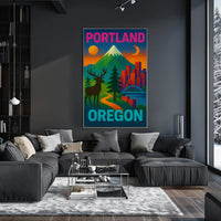 Portland Oregon Scenic Elements Travel Poster PosterGoat