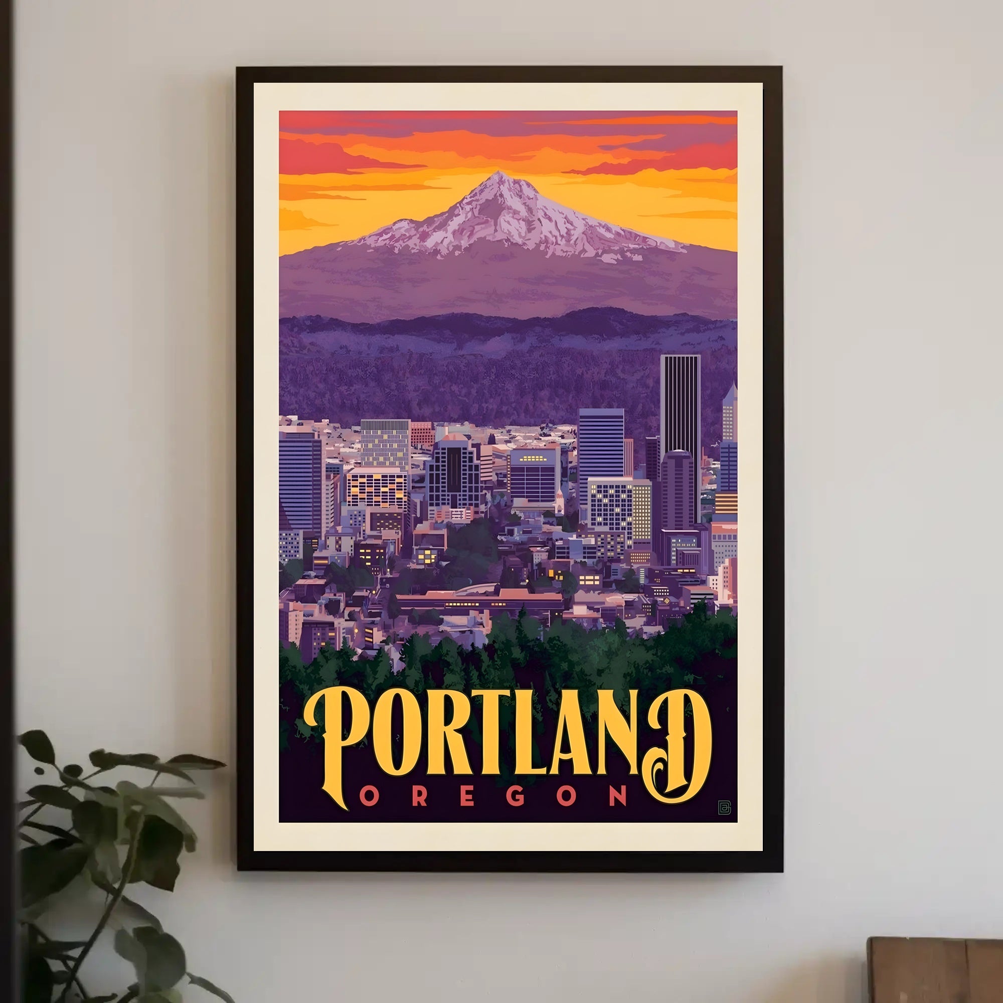 Portland Skyline Adventure Vintage Travel Poster PosterGoat