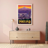 Portland Skyline Adventure Vintage Travel Poster PosterGoat