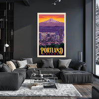 Portland Skyline Adventure Vintage Travel Poster PosterGoat
