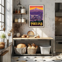 Portland Skyline Adventure Vintage Travel Poster PosterGoat