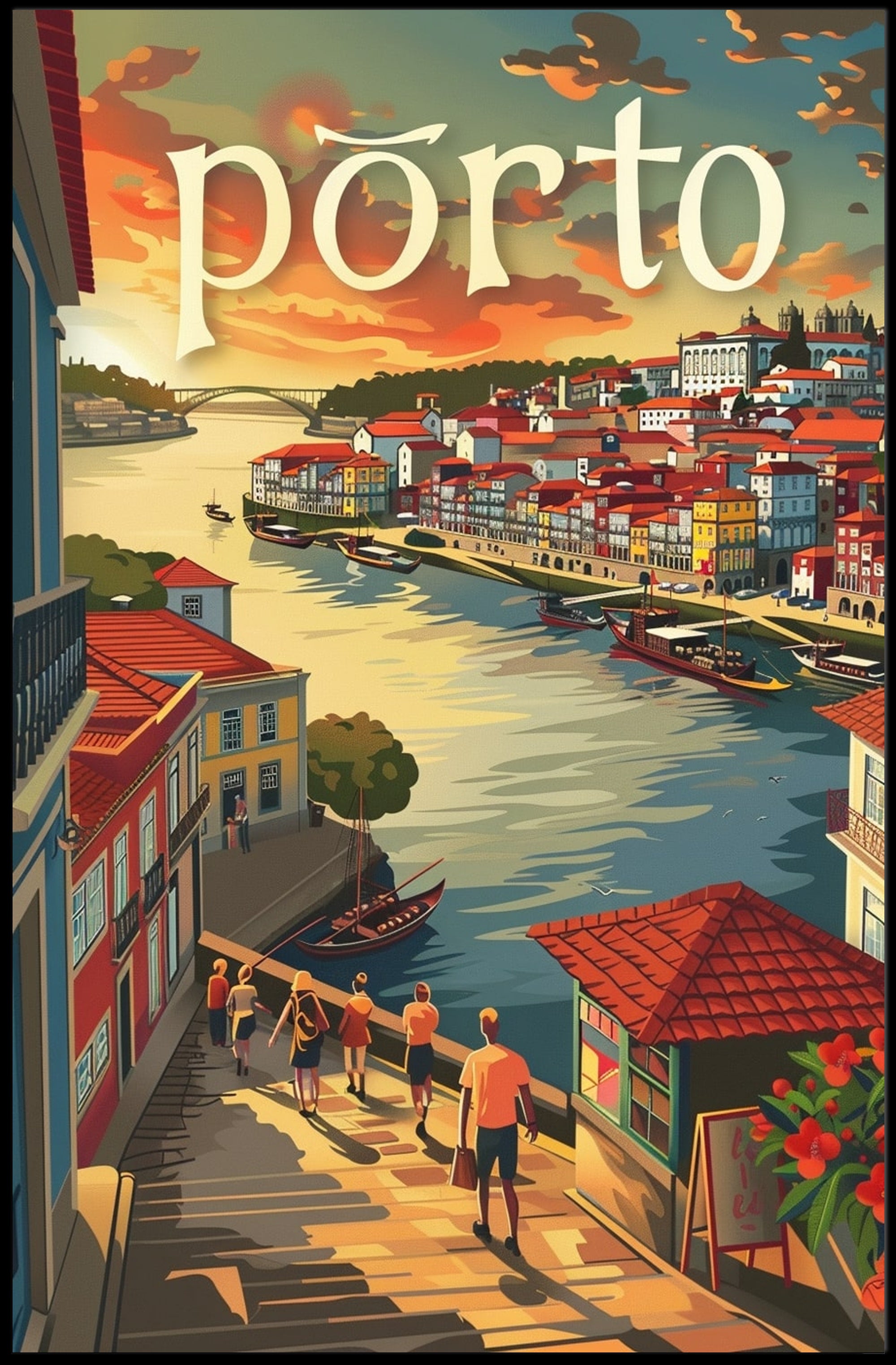 Porto Riverside Architecture Travel Poster PosterGoat