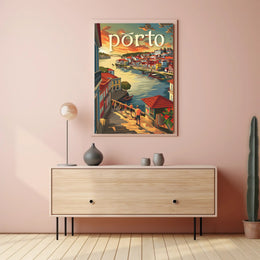 Porto Riverside Architecture Travel Poster PosterGoat