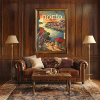 Porto Riverside Architecture Travel Poster PosterGoat