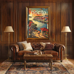 Porto Riverside Architecture Travel Poster PosterGoat