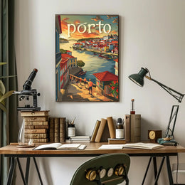 Porto Riverside Architecture Travel Poster PosterGoat