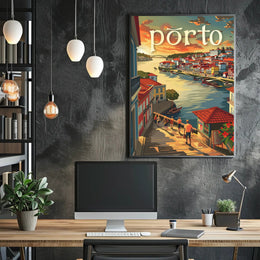 Porto Riverside Architecture Travel Poster PosterGoat
