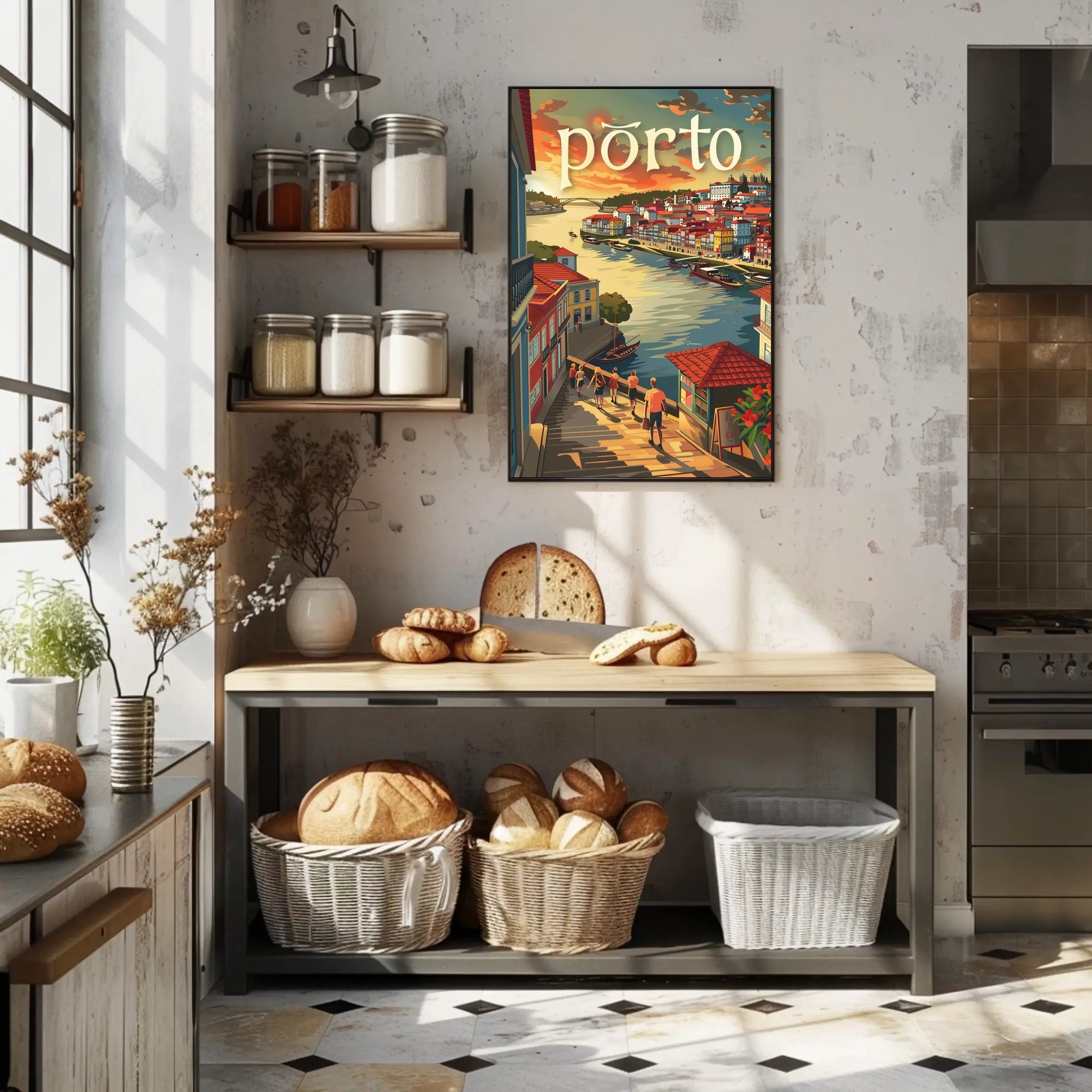 Porto Riverside Architecture Travel Poster PosterGoat