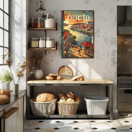 Porto Riverside Architecture Travel Poster PosterGoat