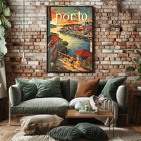 Porto Riverside Architecture Travel Poster PosterGoat