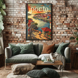 Porto Riverside Architecture Travel Poster PosterGoat