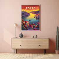 Porto Riverside View: Sunset Cityscape Travel Poster PosterGoat