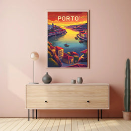 Porto Riverside View: Sunset Cityscape Travel Poster PosterGoat