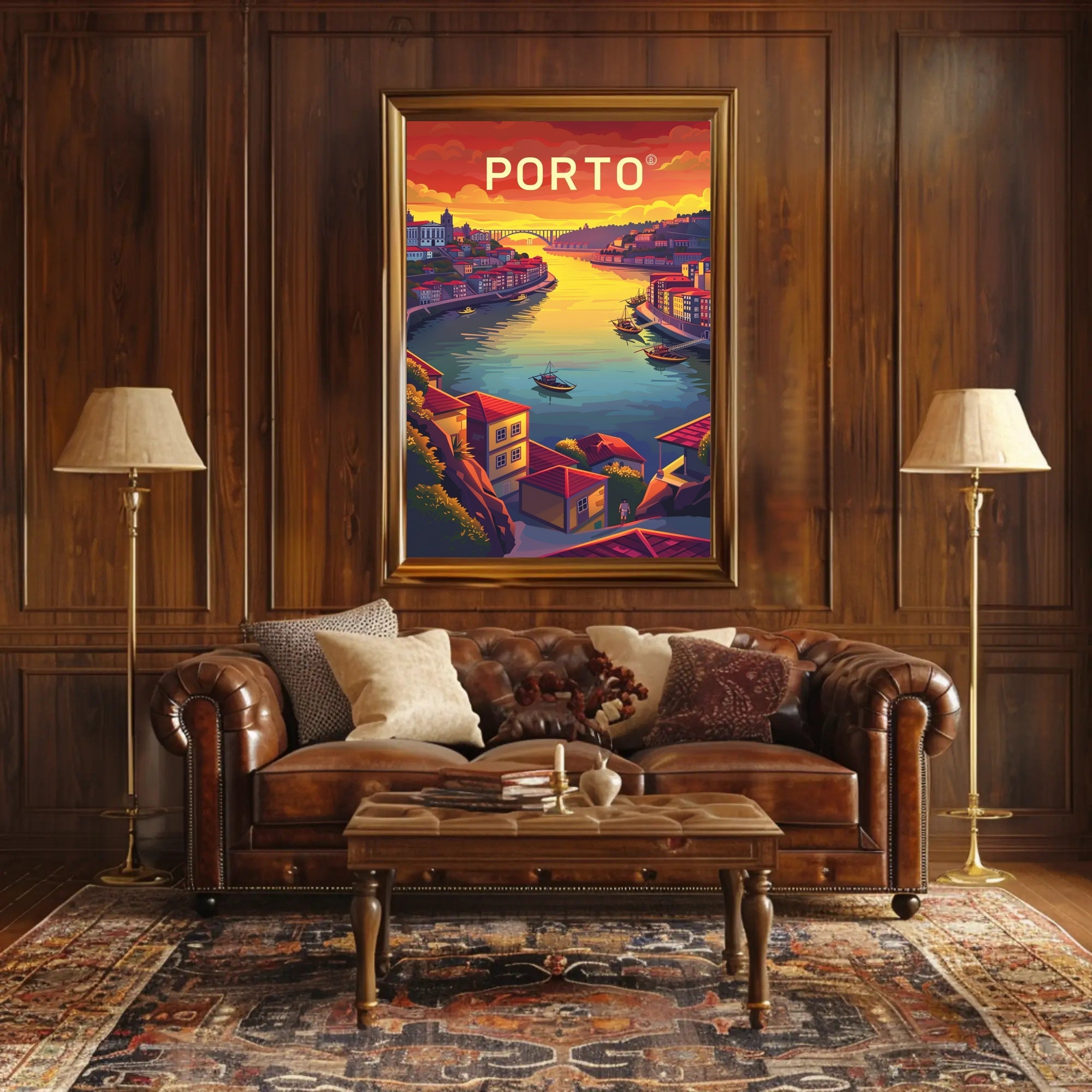 Porto Riverside View: Sunset Cityscape Travel Poster PosterGoat