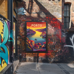 Porto Riverside View: Sunset Cityscape Travel Poster PosterGoat
