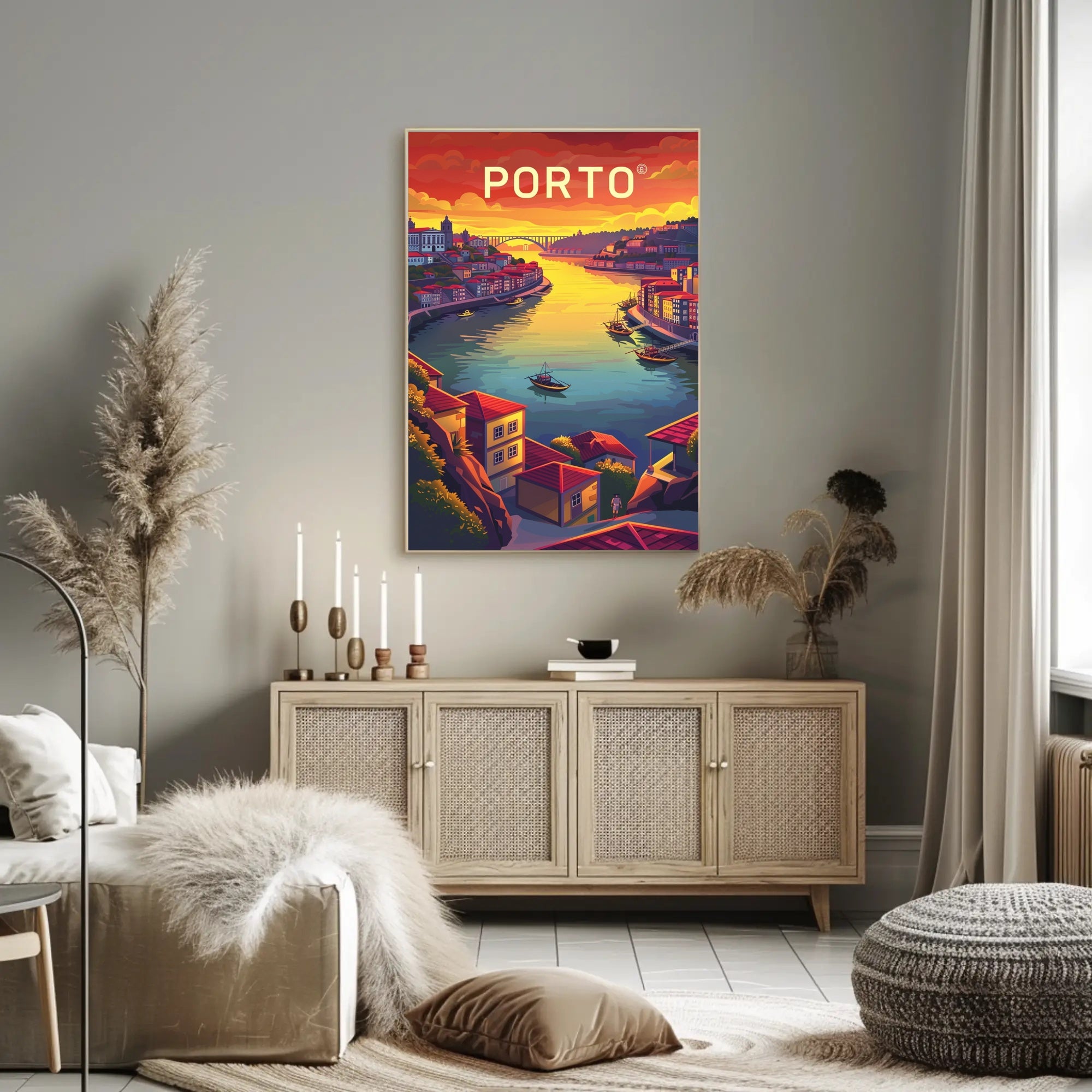 Porto Riverside View: Sunset Cityscape Travel Poster PosterGoat