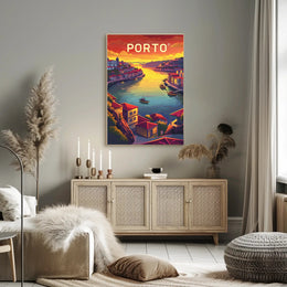 Porto Riverside View: Sunset Cityscape Travel Poster PosterGoat