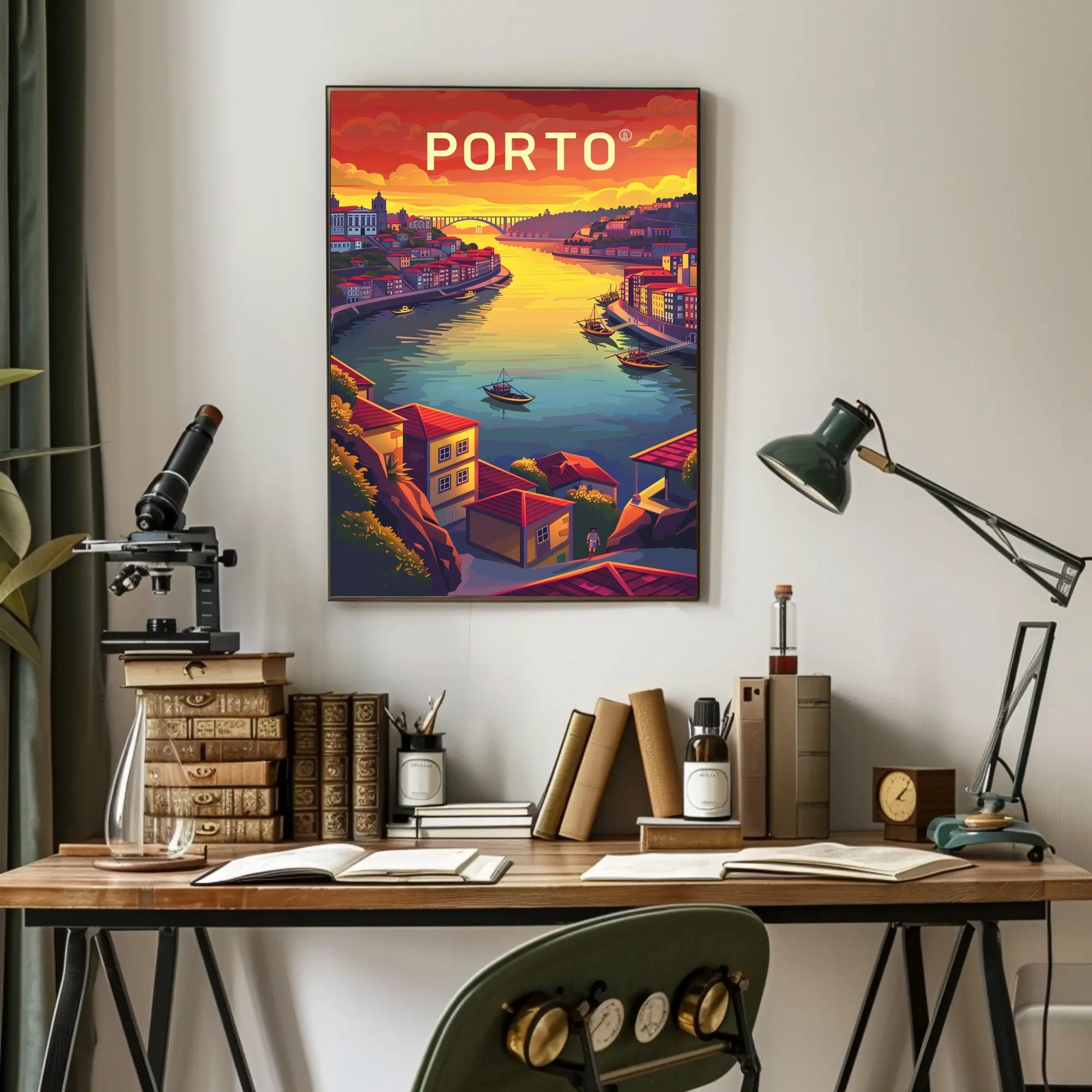 Porto Riverside View: Sunset Cityscape Travel Poster PosterGoat