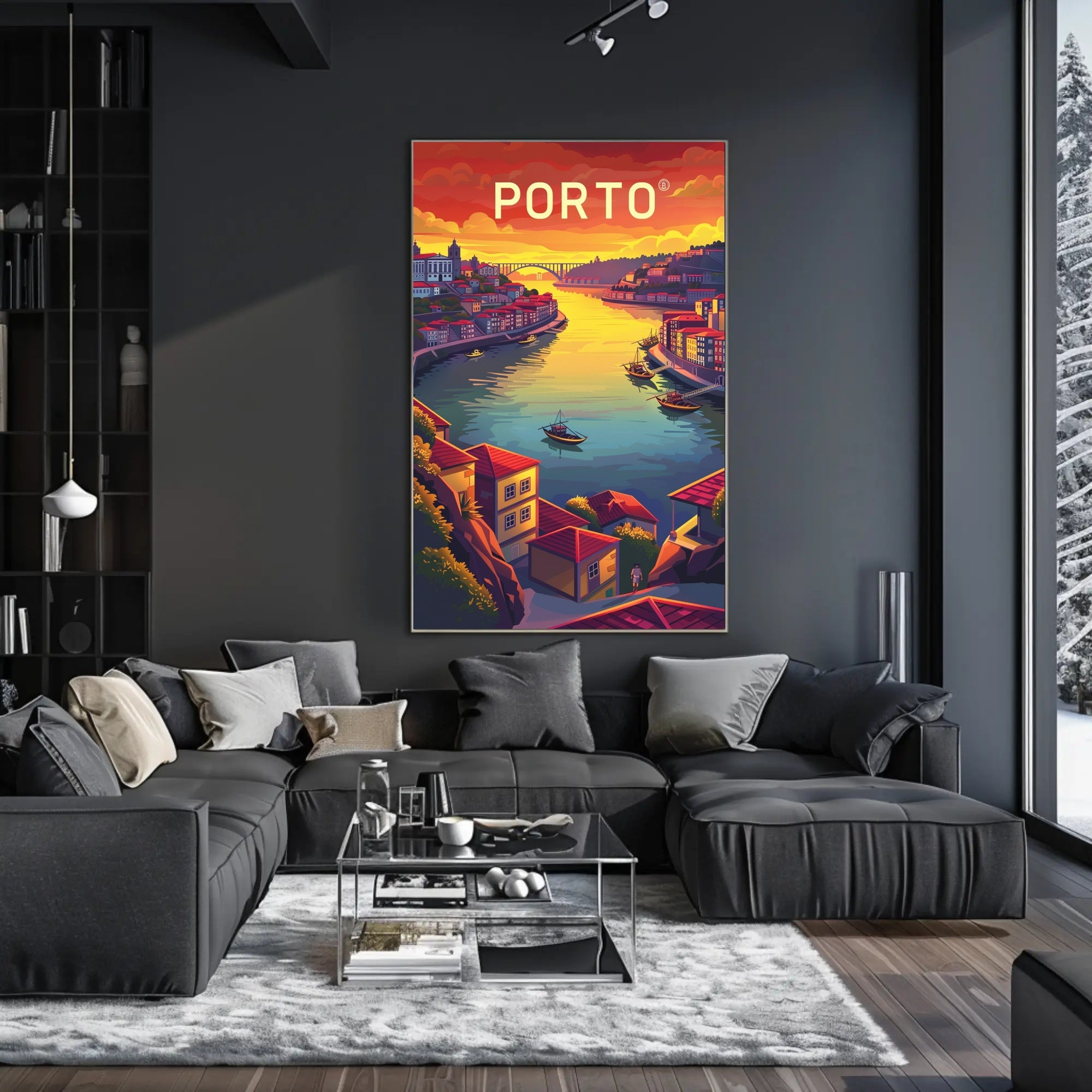 Porto Riverside View: Sunset Cityscape Travel Poster PosterGoat