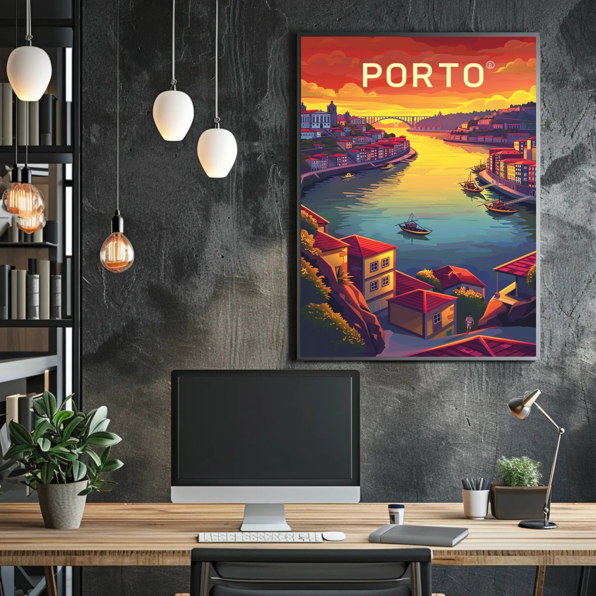 Porto Riverside View: Sunset Cityscape Travel Poster PosterGoat