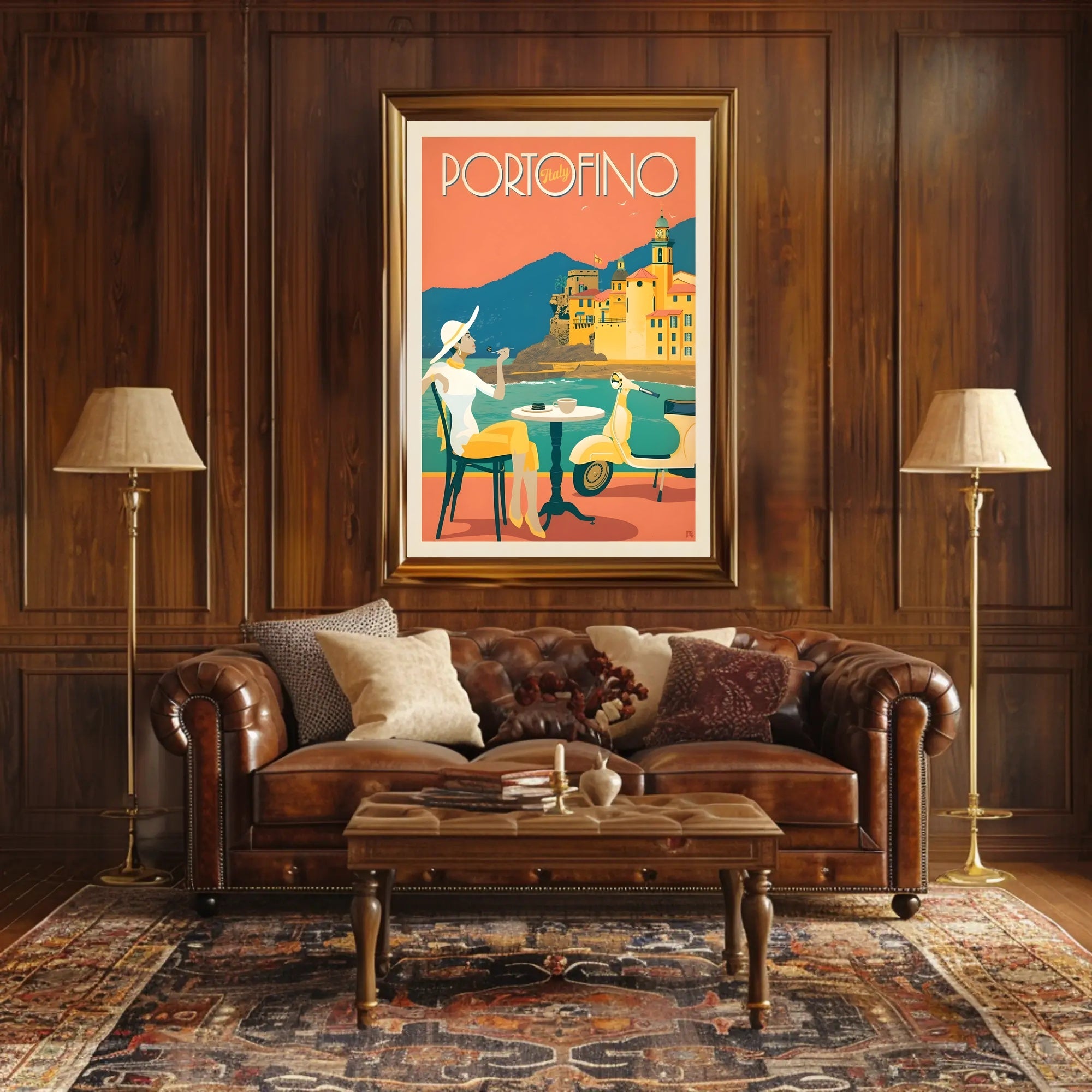 Portofino Vintage Travel Poster Celebrating Italian Coastal Elegance PosterGoat