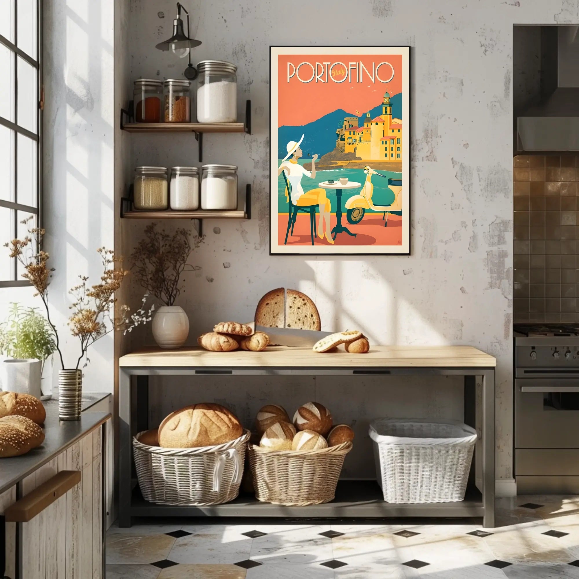 Portofino Vintage Travel Poster Celebrating Italian Coastal Elegance PosterGoat