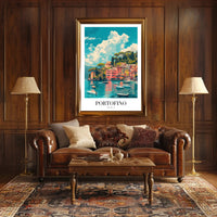 Portofino's Vibrant Seaside, Italy Travel Poster PosterGoat