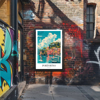 Portofino's Vibrant Seaside, Italy Travel Poster PosterGoat