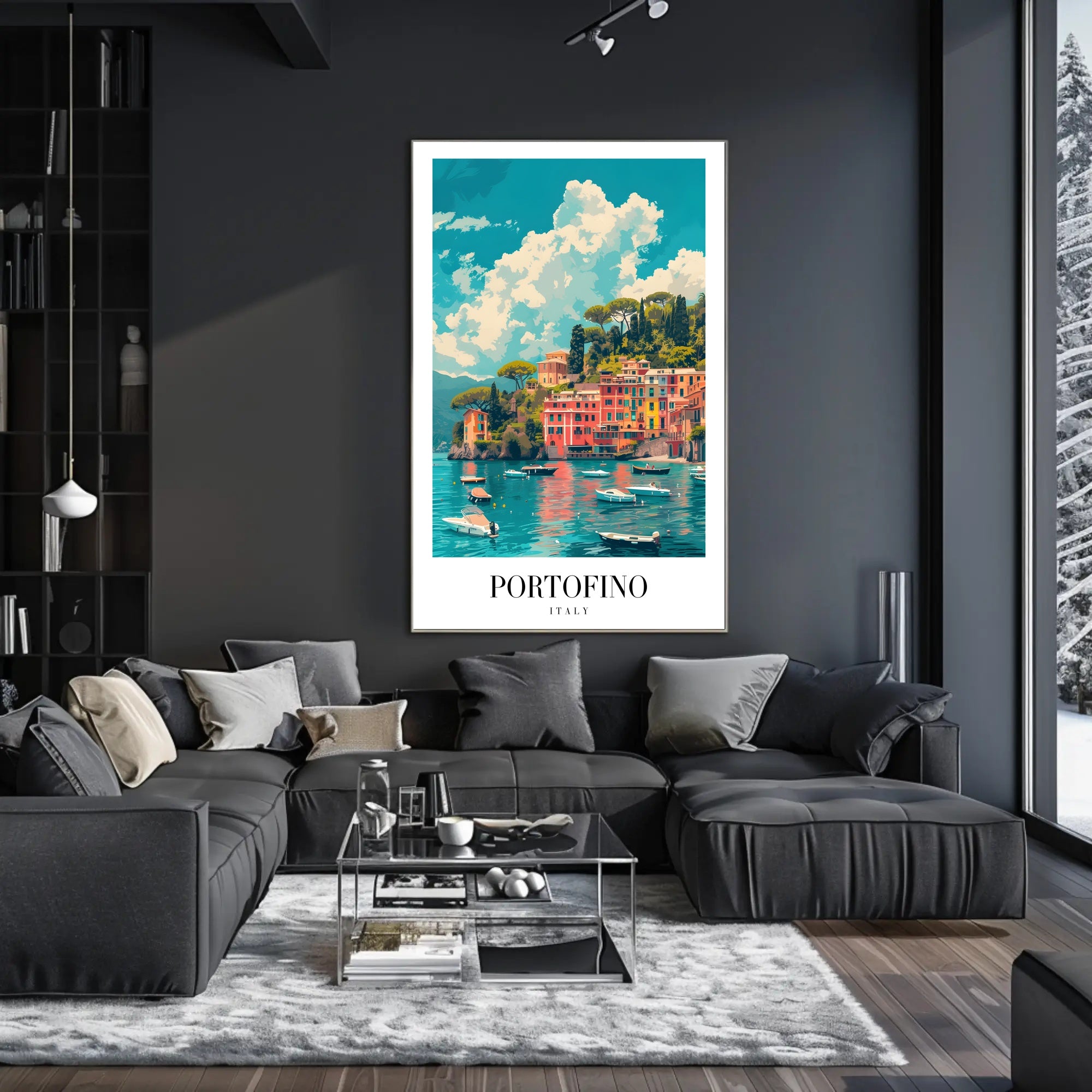 Portofino's Vibrant Seaside, Italy Travel Poster PosterGoat