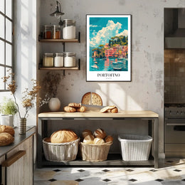 Portofino's Vibrant Seaside, Italy Travel Poster PosterGoat