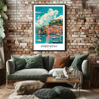Portofino's Vibrant Seaside, Italy Travel Poster PosterGoat