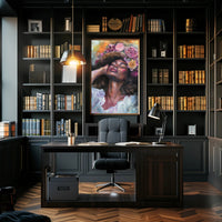 Portrait of Woman with Floral Headdress: Abstract or Artistic Poster PosterGoat
