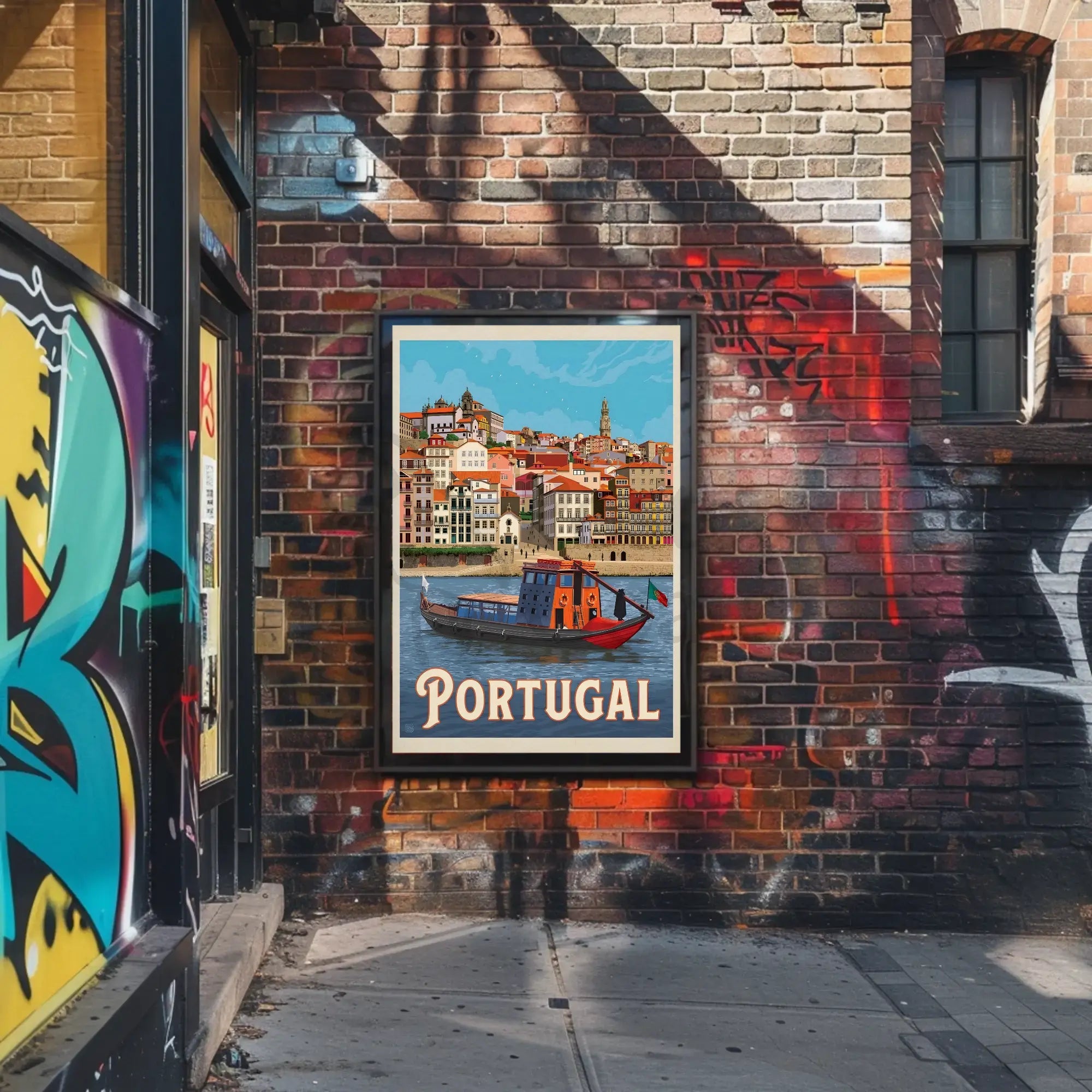 Portugal Riverside Charm Vintage Travel Poster PosterGoat