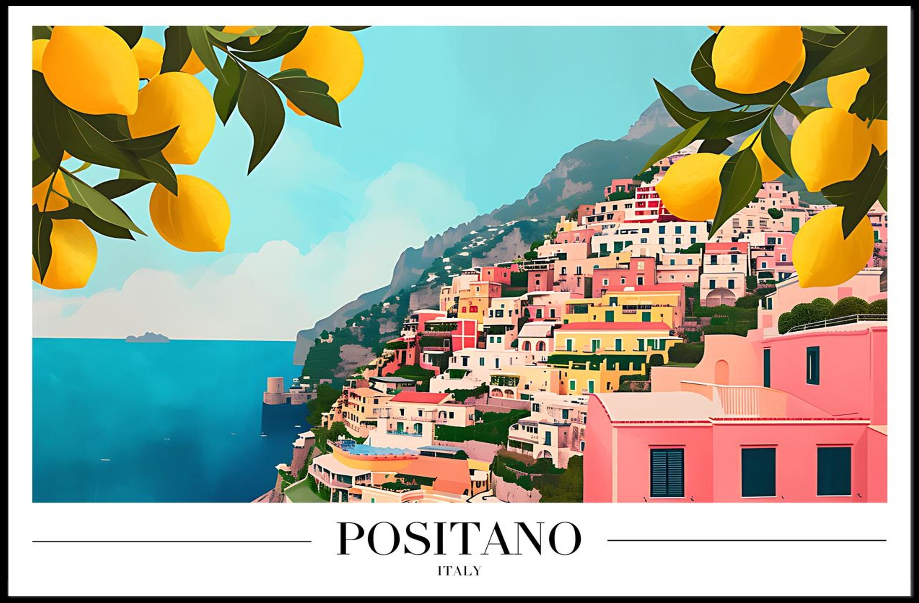 Positano Italy Coastal Escape Travel Poster PosterGoat
