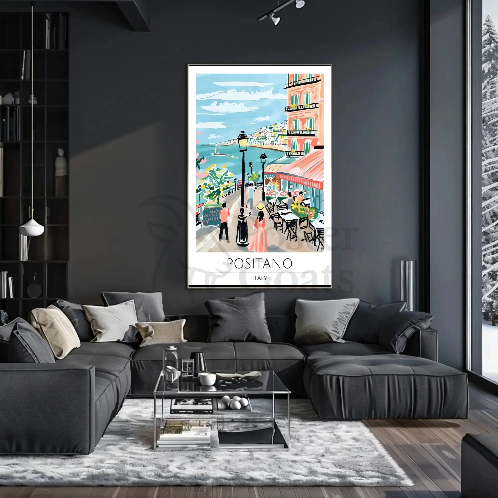 Positano Vibrant Street Scene Vintage Travel Poster PosterGoat