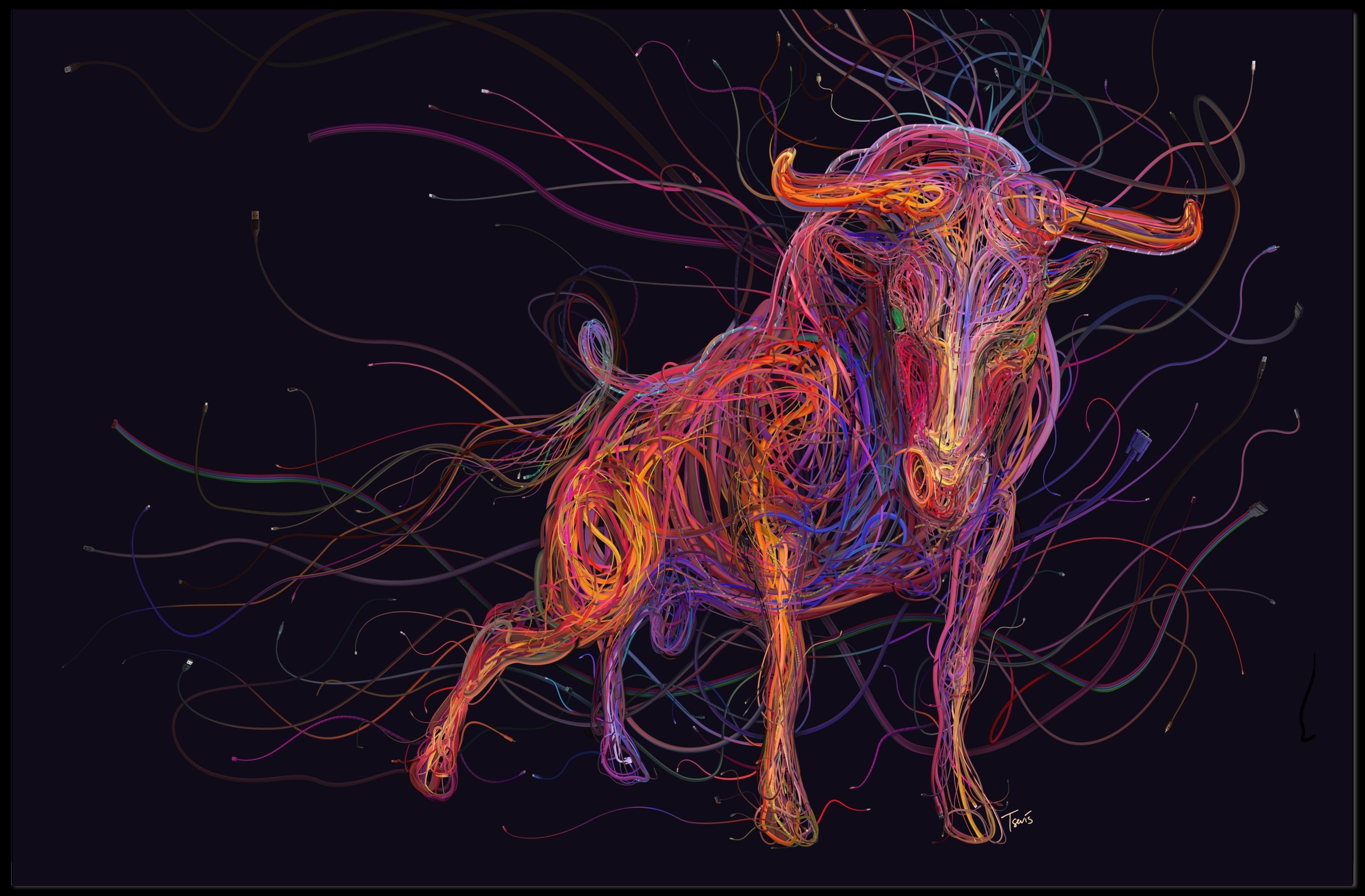 Powerful Bull Art Print: Animal Poster PosterGoat