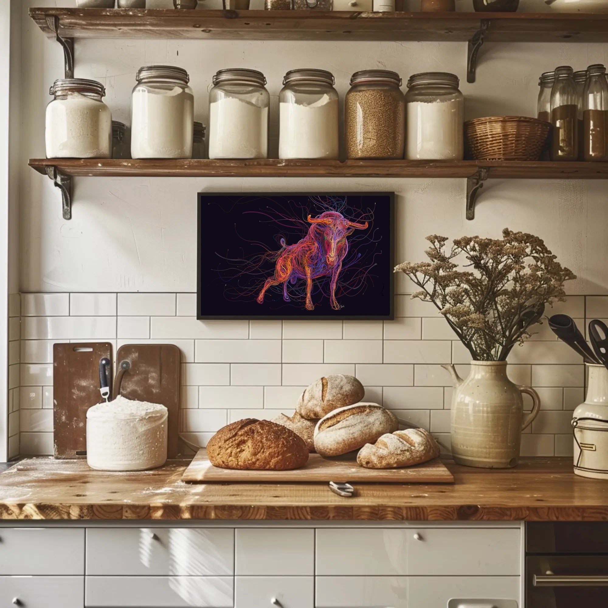 Powerful Bull Art Print: Animal Poster PosterGoat