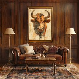 Powerful Bull Artistic Design Print Animal Poster PosterGoat