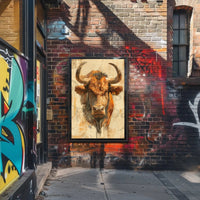 Powerful Bull Artistic Design Print Animal Poster PosterGoat